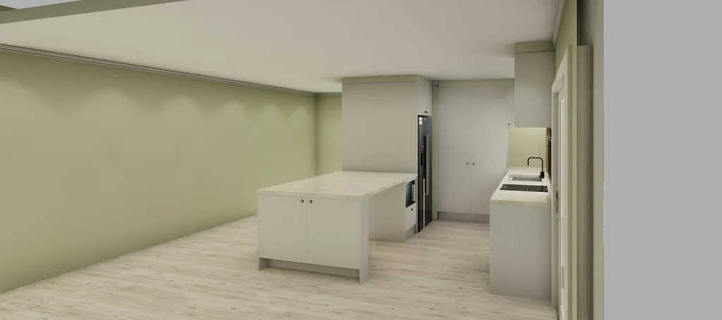 3D design of a renovated kitchen